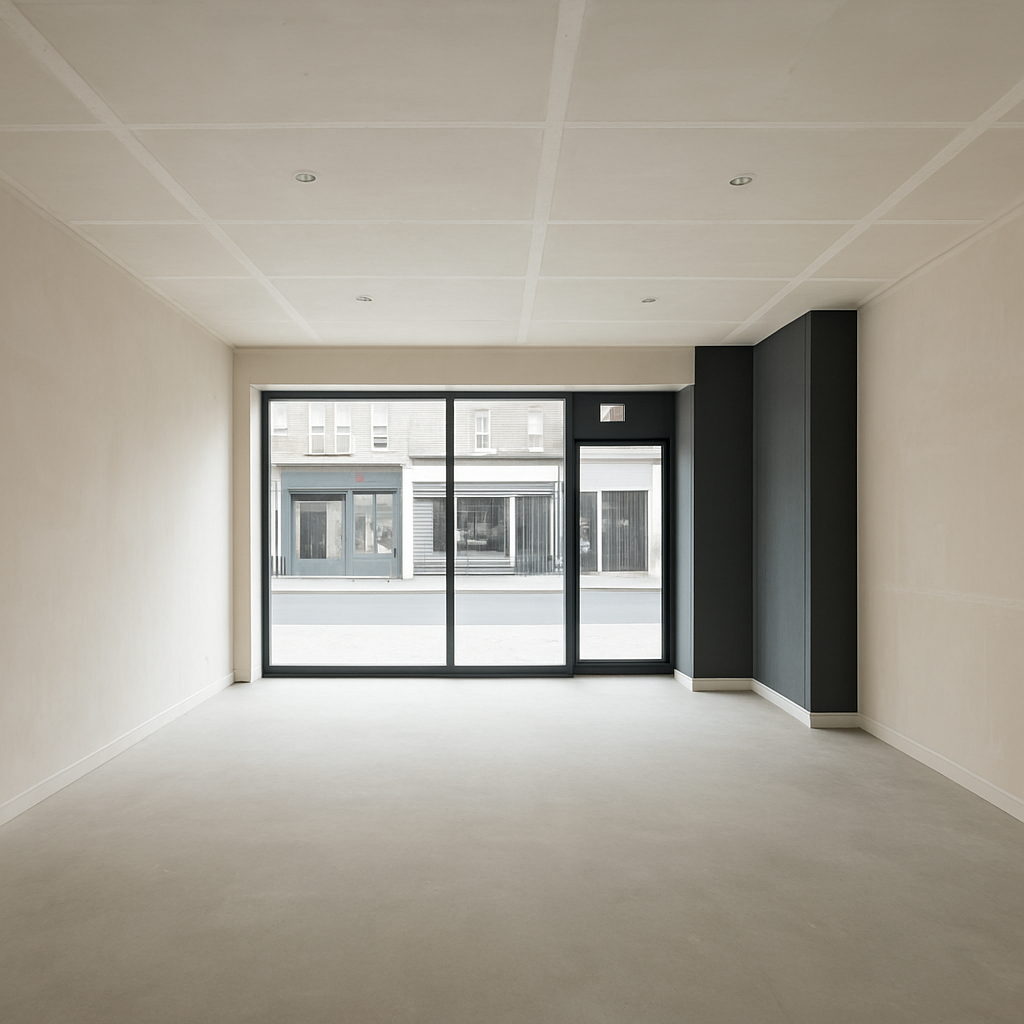 Smooth plastered walls in a retail shop interior fit-out